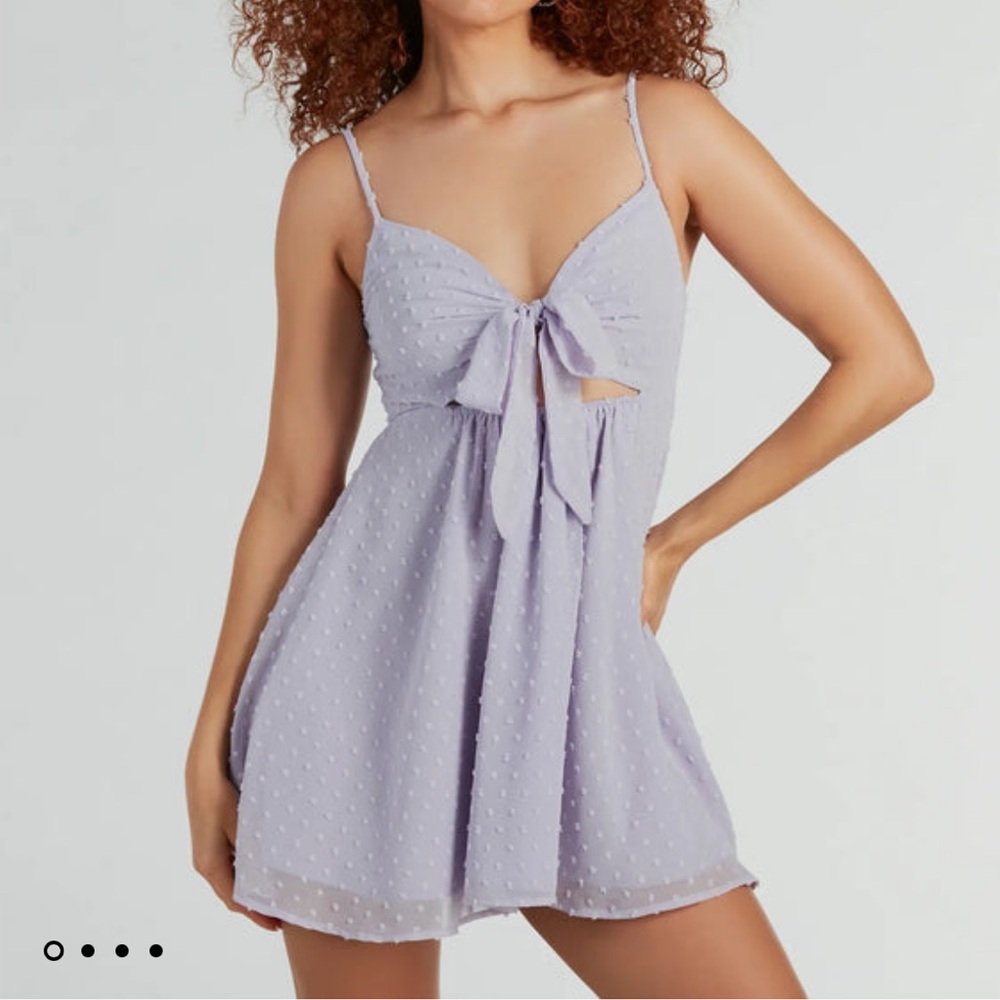 Fall For You Swiss Dot Chiffon Babydoll Dress